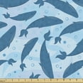 thumbnail image 1 of Ambesonne Whale Fabric by the Yard Upholstery, Big Blue Aquatic Animals, 2 Yards, Pale Blue Violet Blue, 1 of 4