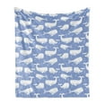 thumbnail image 1 of Whale Soft Flannel Fleece Blanket, Nursery Themed Monochromatic Silhouette Pattern with Underwater Mammal Print, Cozy Plush for Indoor and Outdoor Use, 50" x 60", Ceil Blue and White, by Ambesonne, 1 of 5