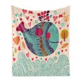 thumbnail image 1 of Whale Soft Flannel Fleece Throw Blanket, Colorful Ornamental Designed Big Whale with Waves Plants and Hearts Around Print, Cozy Plush for Indoor and Outdoor Use, 50" x 60", Multicolor, by Ambesonne, 1 of 5