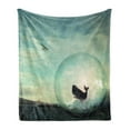 thumbnail image 1 of Whale Soft Flannel Fleece Throw Blanket, Environmental Image with a Whale in an Egg near an Oil Part and Plane Artwork, Cozy Plush for Indoor and Outdoor Use, 50" x 70", Multicolor, by Ambesonne, 1 of 5