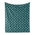 thumbnail image 1 of Whale Soft Flannel Fleece Throw Blanket, Sleeping Kings of the Oceans in the Sky Among the Moon and Stars Nature, Cozy Plush for Indoor and Outdoor Use, 50" x 60", Teal Baby Blue Beige, by Ambesonne, 1 of 5