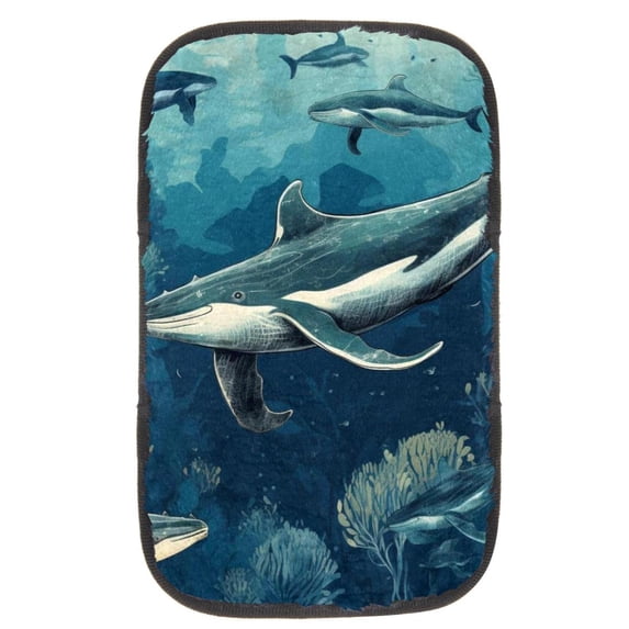 Whale Soft Printed Furry Car Armrest Pad Cover Mat - 12.5x8.2 Inch, Comfortable Armrest Accessory