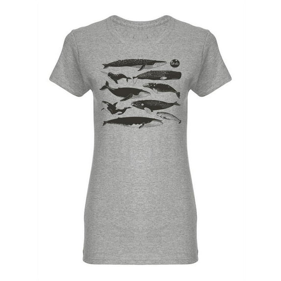 Whale Species Design Shaped T-Shirt Women -Image by Shutterstock, Female Large