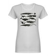 thumbnail image 1 of Whale Species Design Shaped T-Shirt Women -Image by Shutterstock, Female Medium, 1 of 2