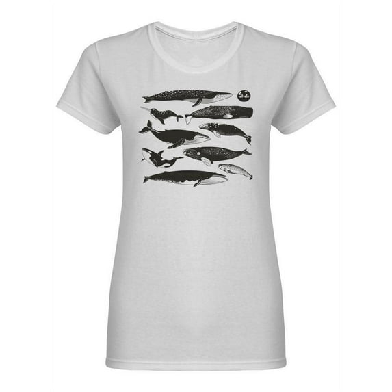 Whale Species Design Shaped T-Shirt Women -Image by Shutterstock, Female XX-Large