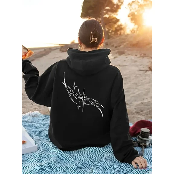 Whale Stars Print 1 Side Hoodie S-5Xl Cozy Knitted Top