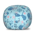 thumbnail image 1 of Whale Storage Toy Bag Chair, Happy Smiling Sea Animals with Coral Reef Anchor Starfish and Shells, Stuffed Animal Organizer Washable Bag, Small Size, Pale Blue Navy Blue, by Ambesonne, 1 of 3