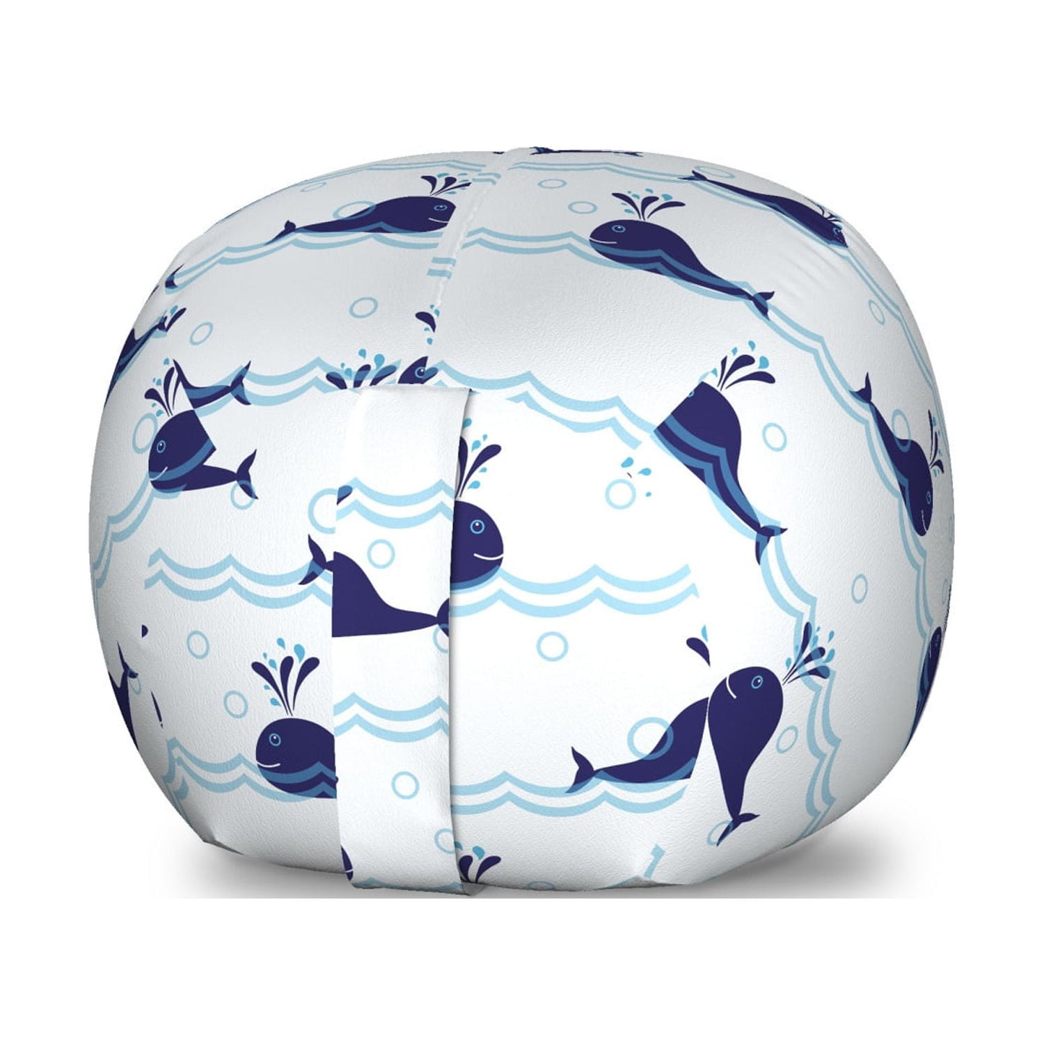 Whale Storage Toy Bag Chair, Horizontal Ocean Waves with Blue Fishes ...