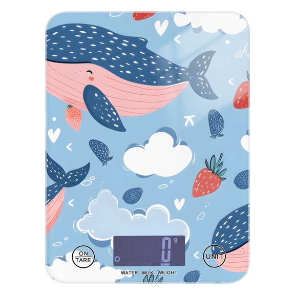 Whale Strawberry Clouds Food Scale Digital Kitchen Scale Waterproof Grams Ounces lbs for Weight Loss