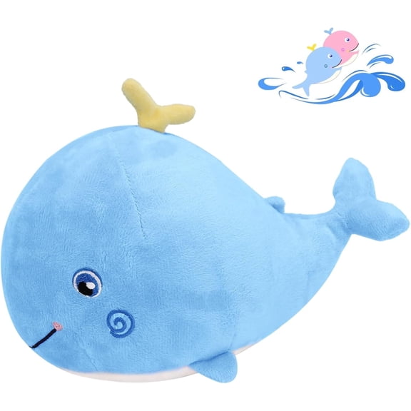 Whale Stuffed Animals Plush Pillow 4 Size Cute Soft Cotton Plushies Pillows Kawaii Blue Whale Toy Gifts for Kids Boys Girls Adults (Blue, 26 Inch)