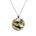 thumbnail image 1 of Whale Stunning Glass Circular Pendant Necklace - Women's Necklaces Collection, 1 of 5