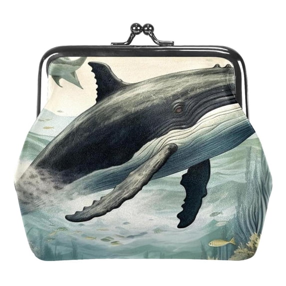 Whale Stylish Coin Purse with 0.7 Microfiber & Zinc Alloy Jaws - 4.3x4.7in - for on-the-Go Storage - Durable & Spacious - Ideal for Coins & Small Essentials - Chic Design - Compact & Convenient