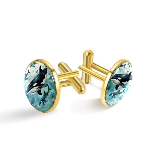 Whale Stylish Mens Cufflink for Formal Attire, Made of Stainless Steel, Ideal for Corporate Events