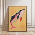 thumbnail image 1 of Whale Stylized Folk Lino Style Pink Navy Sea Life Animal Wall Art, Stretched Canvas 8x10in, 1 of 4