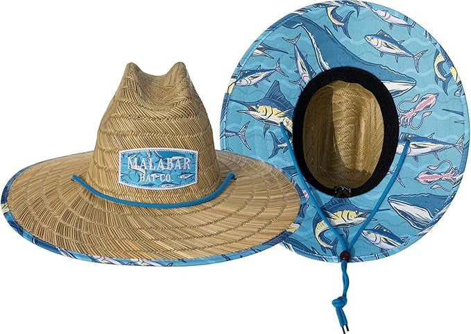 Whale Sunhat Fabric Pattern Print Straw Sunhat Men, Lifeguard Hat
