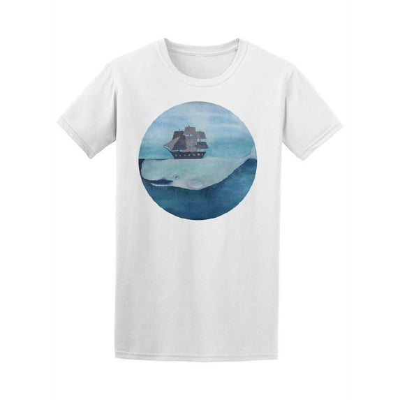 Whale Swimming Under A Ship Tee Men's -Image by Shutterstock