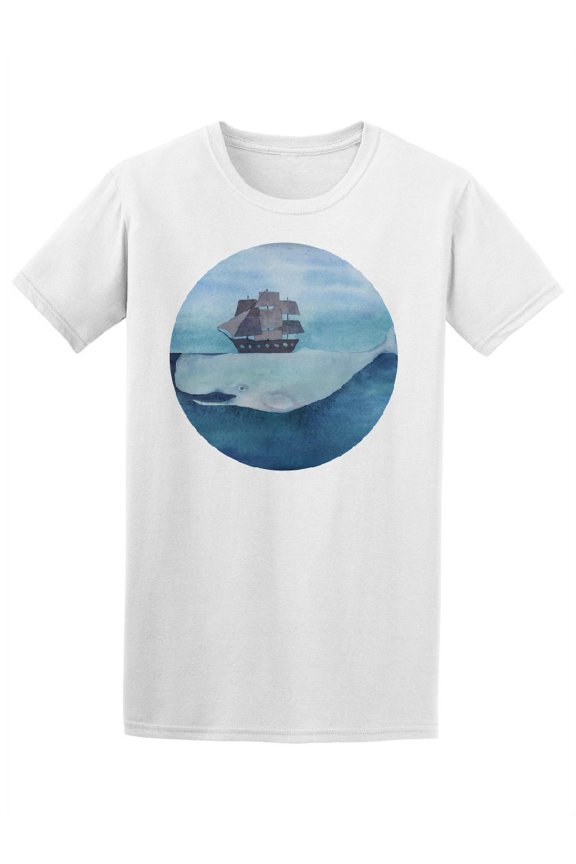 Whale Swimming Under A Ship Tee Men's -Image by Shutterstock