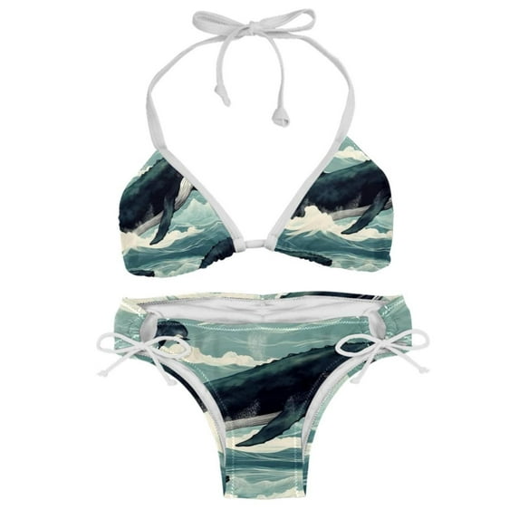Whale Swimwear Bikini Set with Detachable Sponge & Adjustable Strap, Two-Pack for Beach & Pool Parties
