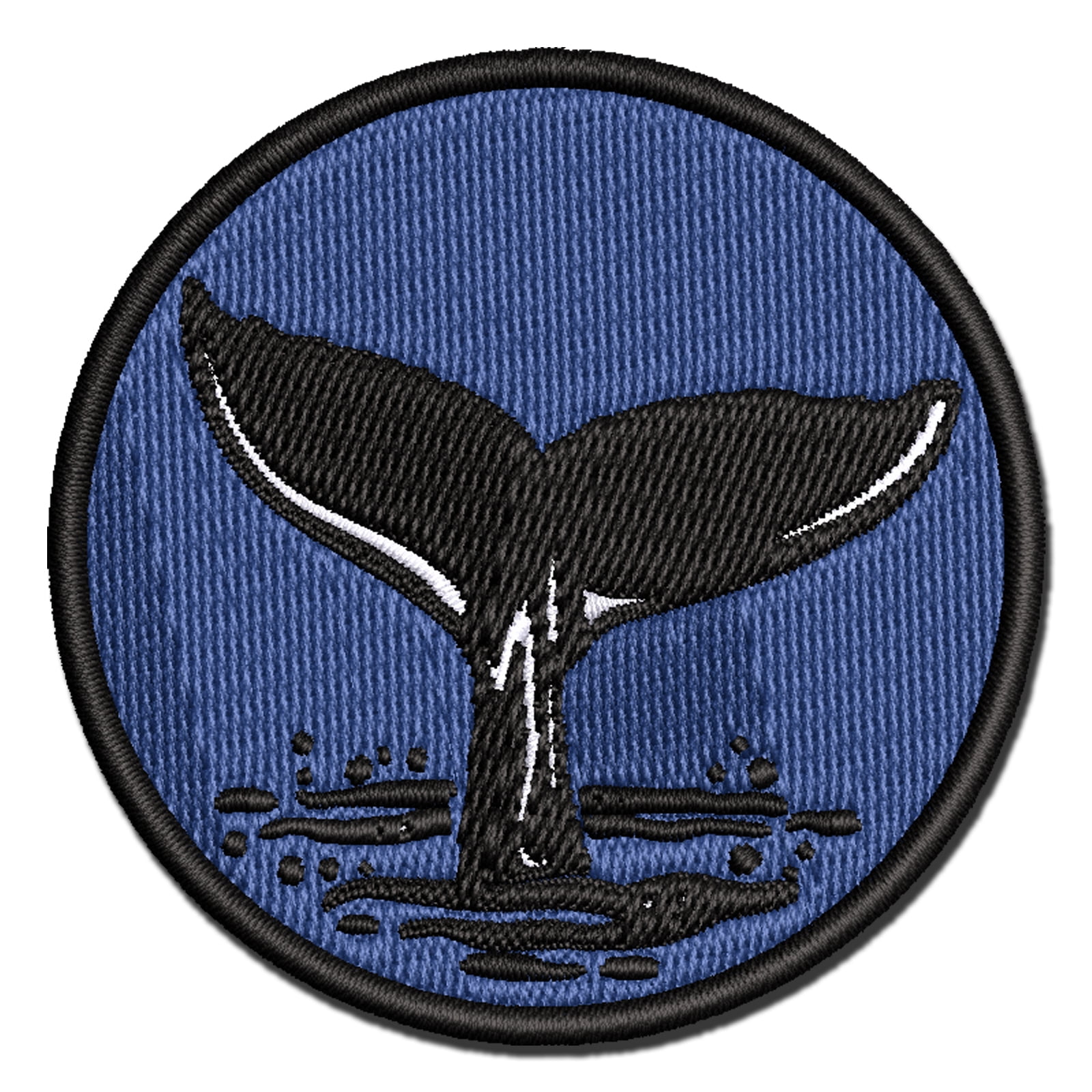 Whale Tail Applique Multi-Color Embroidered Iron-On Patch - 3.5 Inch Large
