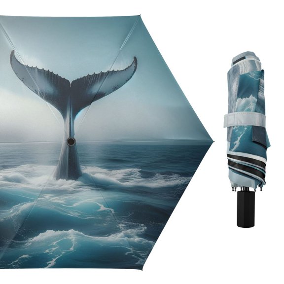 Whale Tail Compact Sun Umbrella Windproof Travel Umbrellas for Rain Strong Portable UV Protection