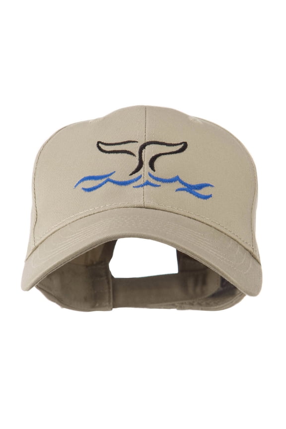 Whale Tail Outline Embroidered Cap - Khaki OSFM