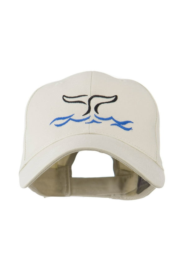 Whale Tail Outline Embroidered Cap - Stone OSFM