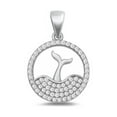 thumbnail image 1 of Whale Tail Round Pendant With CZ, Sterling Silver with Chain Necklace, 1 of 3