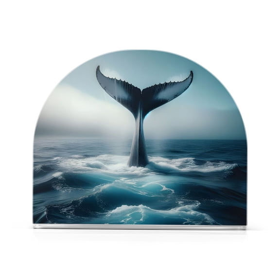 Whale Tail Sea Napkin Holder for Table Clear Napkin Stand Paper Holder Acrylic Organizer Dispenser Napkins for Dinner Kitchen Restaurant Room