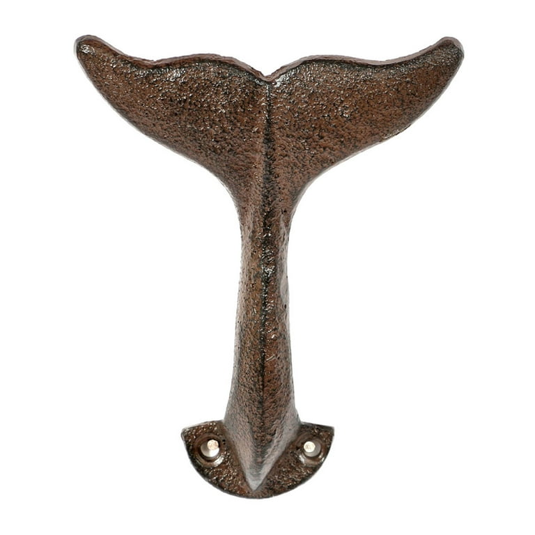 Whale Tail Single 5 Inch Wall Hook Cast Iron Antiqued Brown Finish