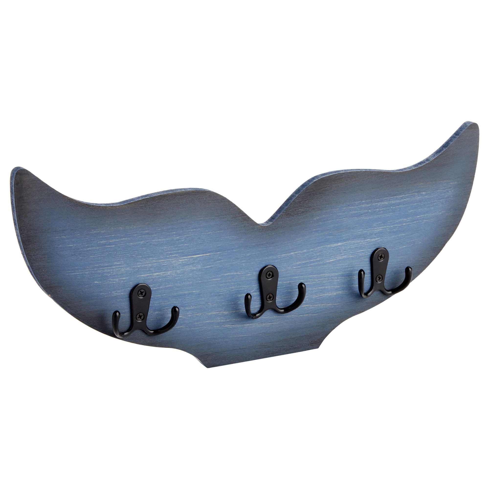 Whale Tail Wall Hook for Nursery, Nautical Ocean Wall Decor (Blue, 15.5 x  6.75 x 1 In)