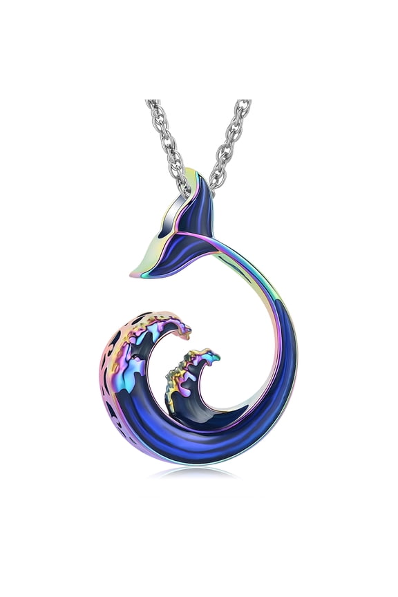 Whale Tails and Waves Urn Locket Cremation Jewelry for Ashes Holder Memory Necklace Memorial Jewelry