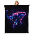 thumbnail image 1 of Whale Throw Blanket,Glitter Starry Sky Galaxy Bed Blanket ,Undersea World Ocean Animal Marine Life Fleece Blanket,Blue Black Fuzzy Blanket,40 x 50 Inches, 1 of 6