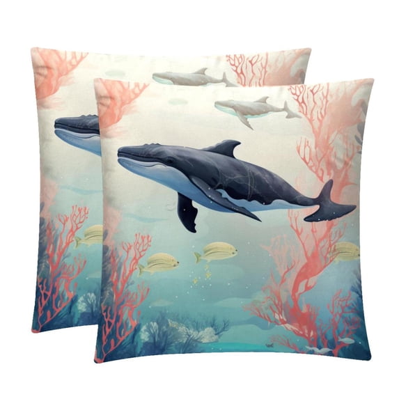 Whale Throw Pillow Covers Covers Set of 2, Velvet Cushion Case with Unique Patterns for Bed Pillows, 16x16 18x18 20x20 Inches,for Various Occasions