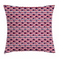 thumbnail image 1 of Whale Throw Pillow Cushion Cover, Abstract Nautical Waves with Blue Fishes Aquatic Life Baby Pattern, Decorative Square Accent Pillow Case, 24 X 24 Inches, Navy Blue Dark Coral White, by Ambesonne, 1 of 2