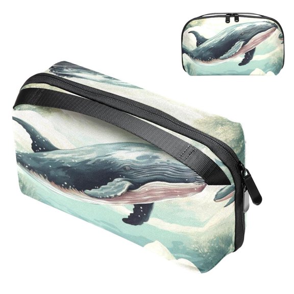 Whale Travel Organizer Oxford Cloth Waterproof Storage Pouch Hard Drive Bags Computer Cable Organizer Power Plug Travel Organizer Small 5.9x9.44x3.14 in