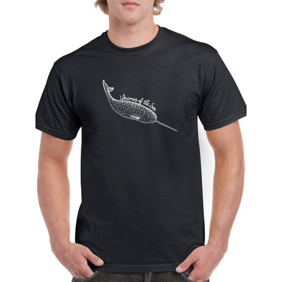 Whale Unicorns Of The Sea Men Black T-Shirt, Male Medium