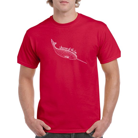 Whale Unicorns Of The Sea Men Red T-Shirt, Male Small