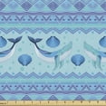 thumbnail image 1 of Ambesonne Whale Fabric by the Yard Upholstery, Oceanic Maritime, 10 Yards, Turquoise Lilac Blue, 1 of 4