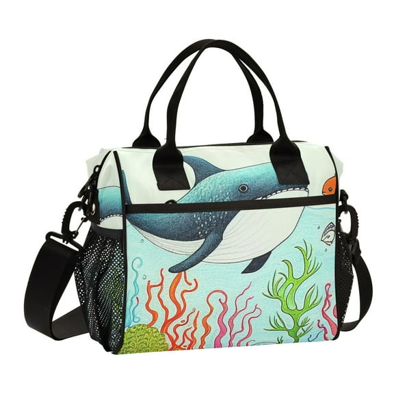Whale Waterweed Fish Cooler Bag Lunch Bag Soft Cooler Cooling Tote Insulated Lunch Box for Adult Men Women