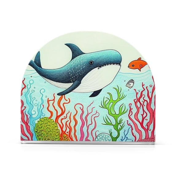 Whale Waterweed Fish Napkin Holder for Table Clear Napkin Stand Paper Holder Acrylic Organizer Dispenser Napkins for Dinner Kitchen Restaurant Room