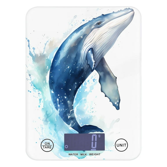Whale Wave Food Scale Digital Kitchen Scale Waterproof Tempered Glass Tare Function 11 lb for Baking Cooking Meal Prep