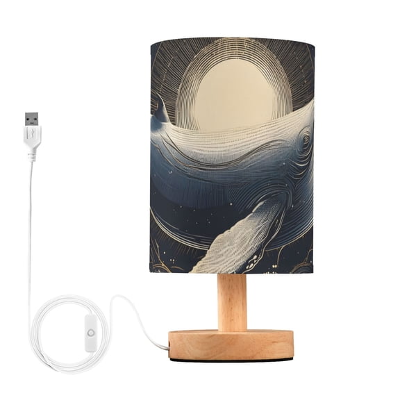 Whale Wave Moon Table Lamp with USB Port LED Warm Light Lamp Night Light Home Decor