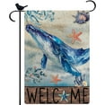 thumbnail image 1 of Whale Welcome Summer Garden Flag Sea Beach Burlap Garden Flag 12.5 x18 Inch Double Sided Rustic Seasonal Ocean Yard Flag Outdoor Decoration, 1 of 6