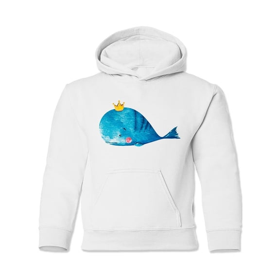 Whale With A Crown Hoodie Juniors -Image by Shutterstock,  Large