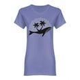 thumbnail image 1 of Whale With Palm Trees Shaped T-Shirt Women -Image by Shutterstock, Female Large, 1 of 2