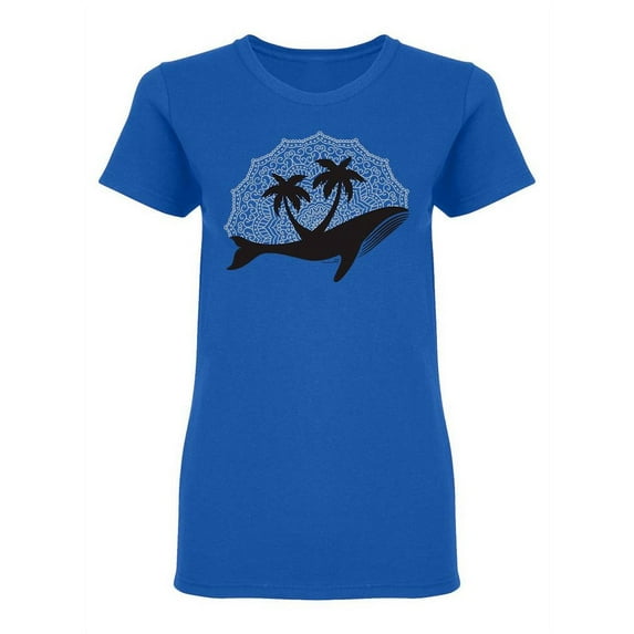 Whale With Palm Trees Shaped T-Shirt Women -Image by Shutterstock, Female Large