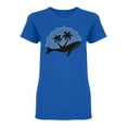 thumbnail image 1 of Whale With Palm Trees Shaped T-Shirt Women -Image by Shutterstock, Female Small, 1 of 2