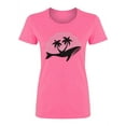 thumbnail image 1 of Whale With Palm Trees Shaped T-Shirt Women -Image by Shutterstock, Female XX-Large, 1 of 2