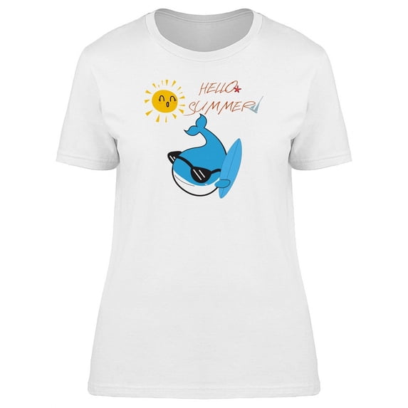 Whale With Surfboard Summer T-Shirt Women -Image by Shutterstock, Female Large