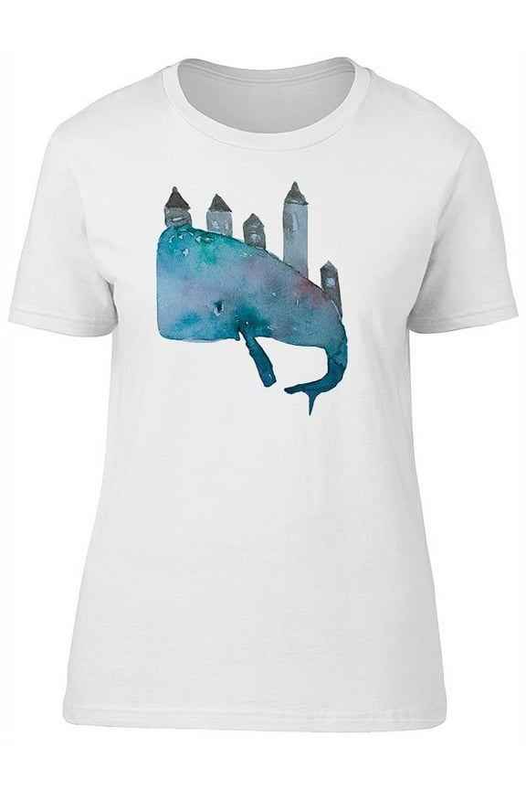 Whale With Town On Top T-Shirt Women -Image by Shutterstock, Female Medium